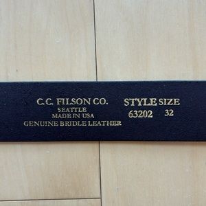 Filson Black Leather Belt